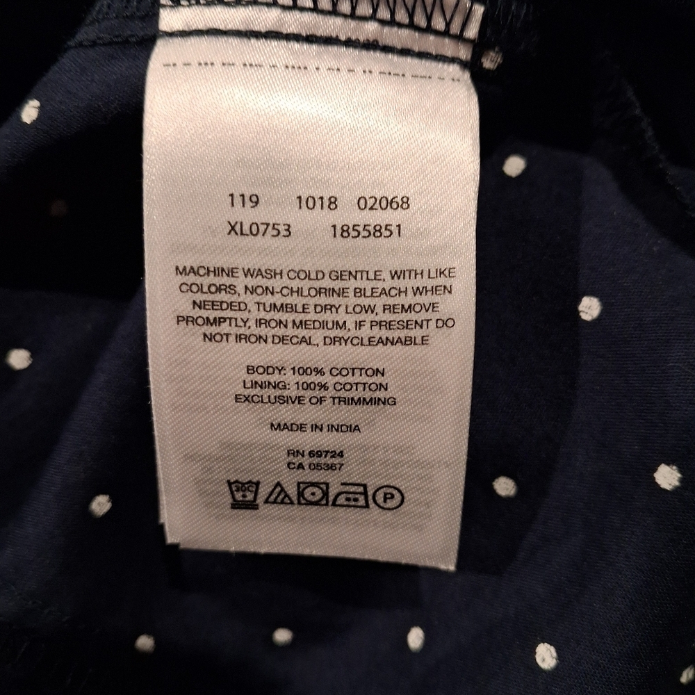 New Columbia Size Xs Navy W/polka Dots Button Up Shirt Dress - Picture 6 of 6